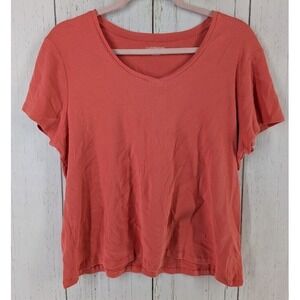 Croft Barrow‎ Size XL Orange V Neck Short Sleeve Casual Womens Top
